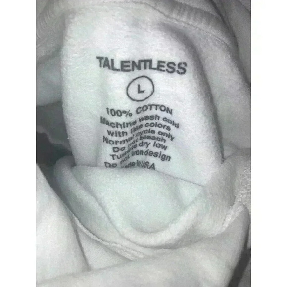 Talentless Less Talent Logo Hoodie White Women’s Size L - Picture 5 of 9